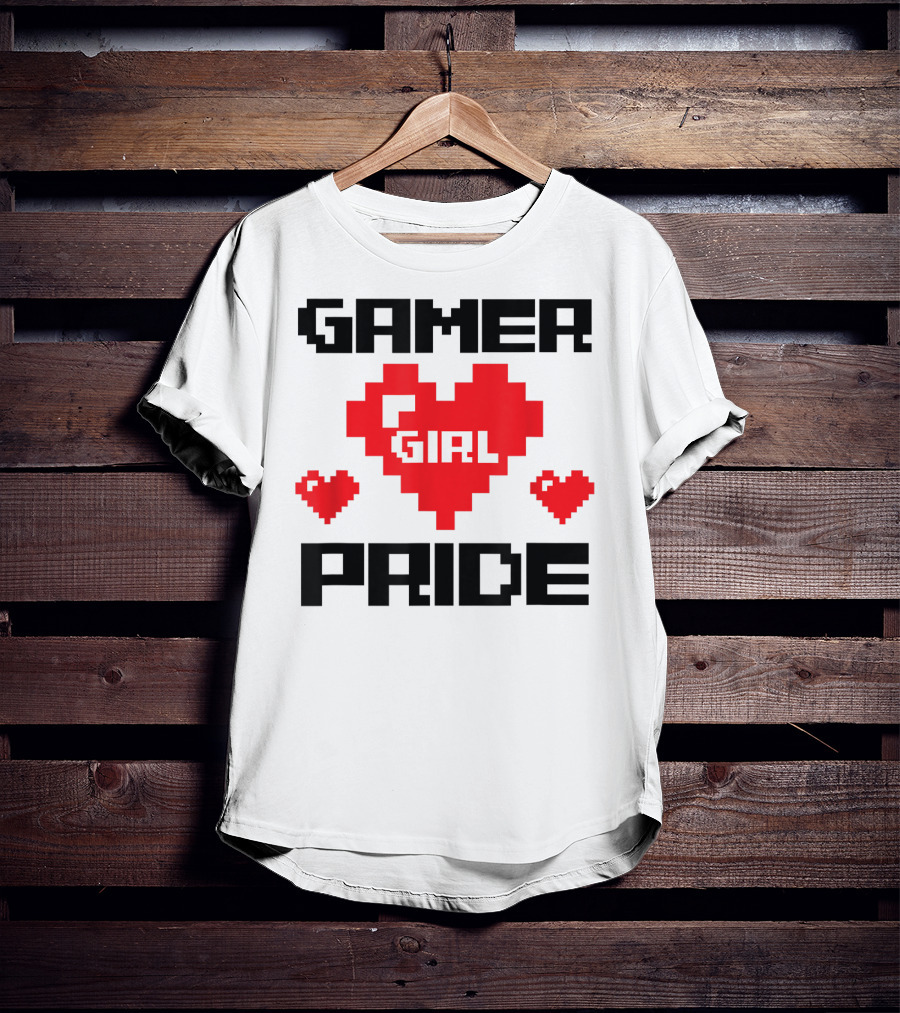 Gamer Girl Pride Pixel Heart Cute Female Gaming T-Shirt