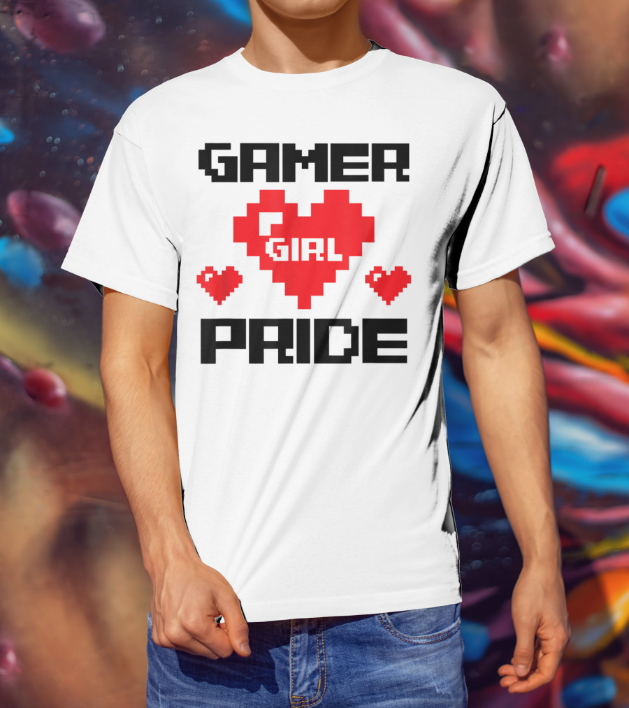 Gamer Girl Pride Pixel Heart Cute Female Gaming T-Shirt