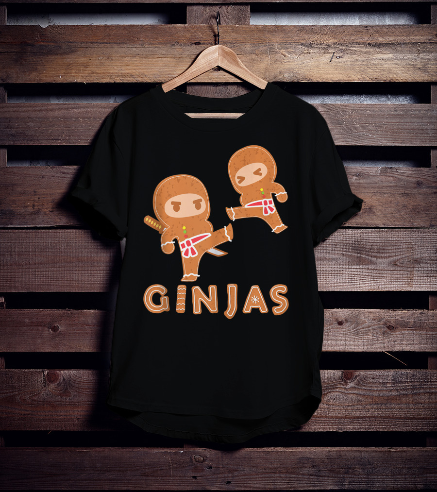 Ginjas Gingerbread Ninja Character Kung Fu Kicks T-Shirt