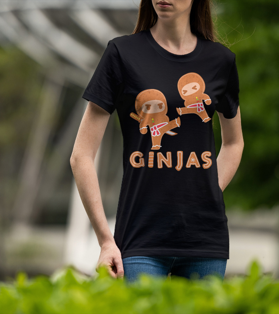 Ginjas Gingerbread Ninja Character Kung Fu Kicks T-Shirt