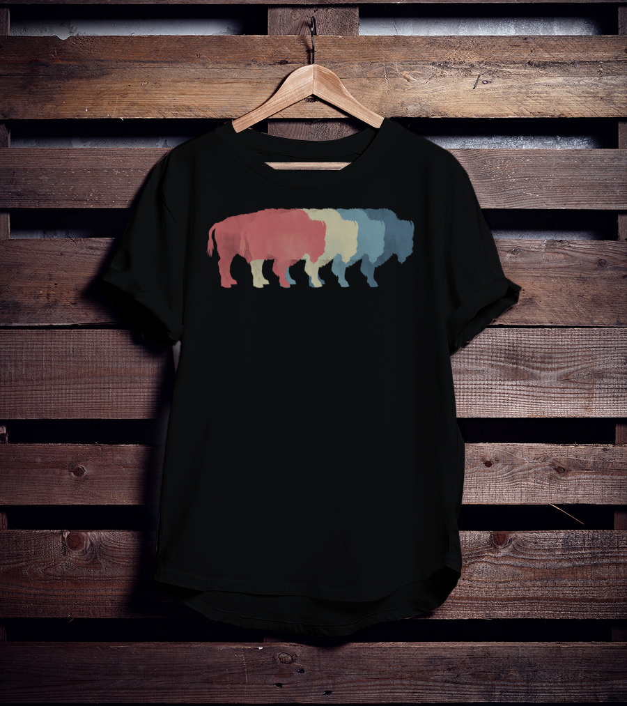 Save Buffalo Bison Colorful Silhouette Graphic 365 T-Shirt