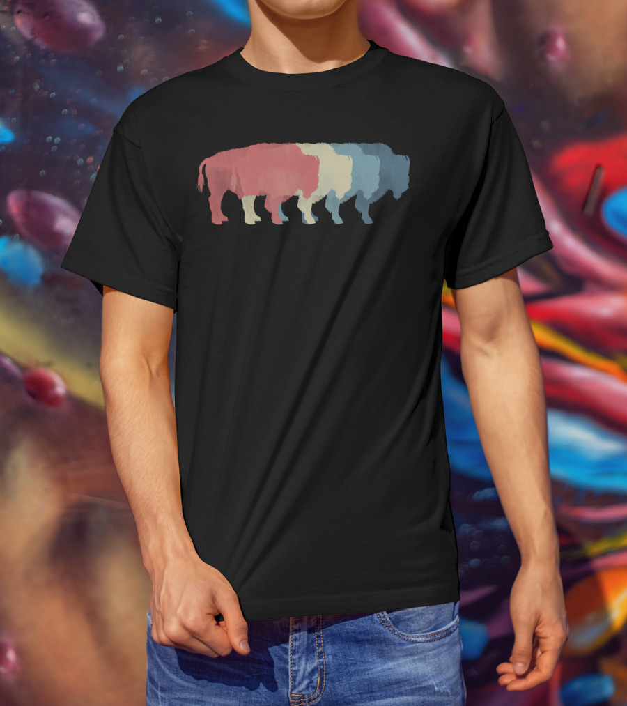 Save Buffalo Bison Colorful Silhouette Graphic 365 T-Shirt