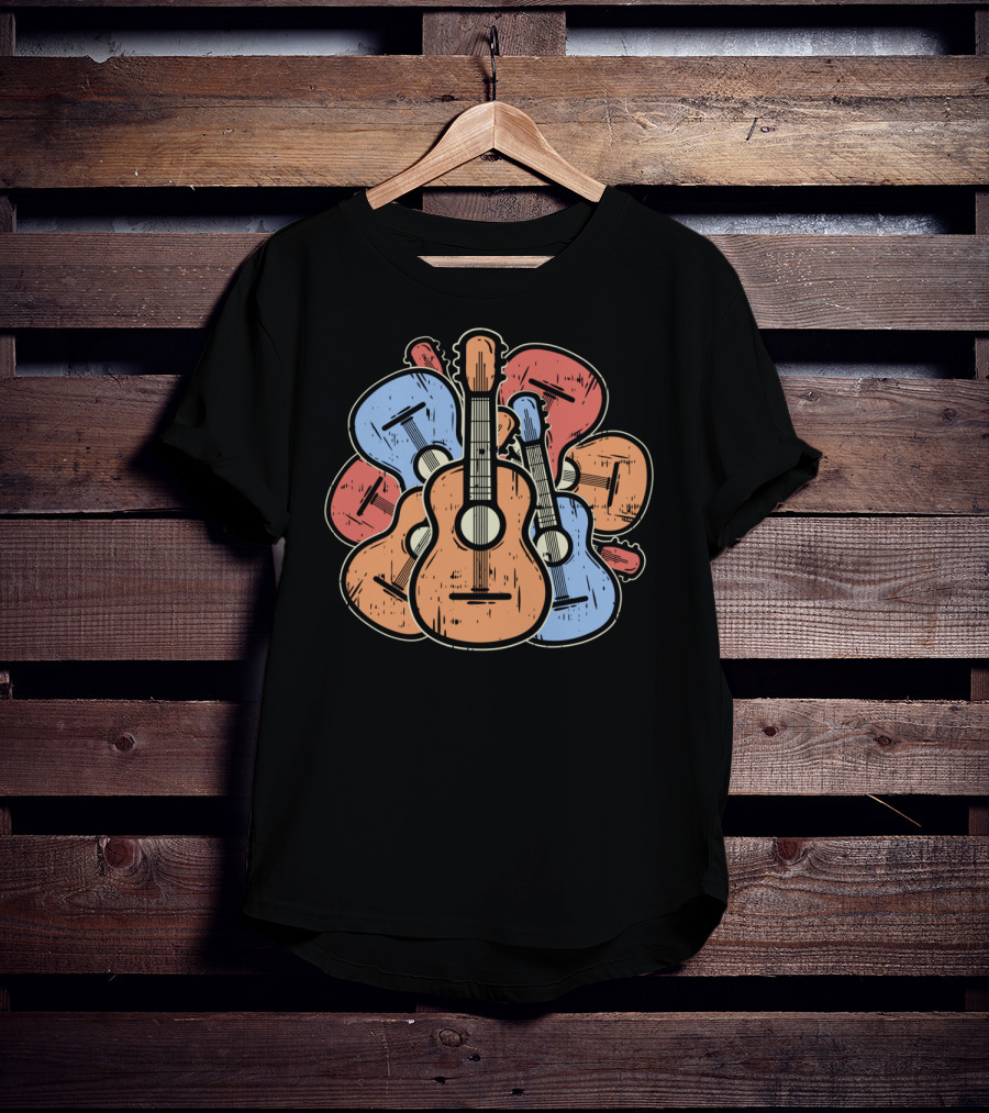 Colorful Guitars And Ukuleles Funny Guitarist Musician T-Shirt