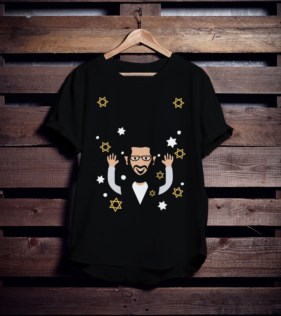 Happy Challah Days Hanukkah Chanukah Menorah Stars Dreidel Rabbi T-Shirt