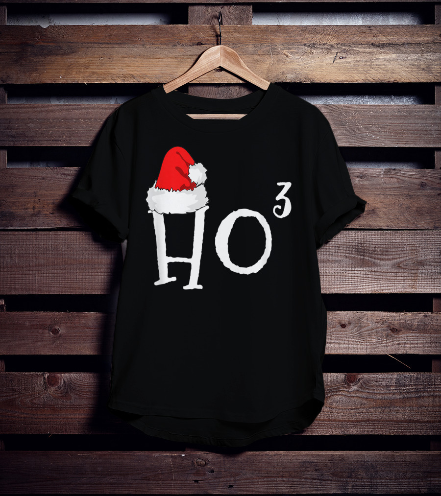 Ho3 Cubed Santa Hat Christmas Hohoho Math Teacher T-Shirt