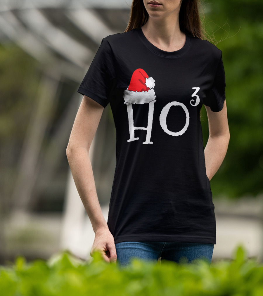 Ho3 Cubed Santa Hat Christmas Hohoho Math Teacher T-Shirt