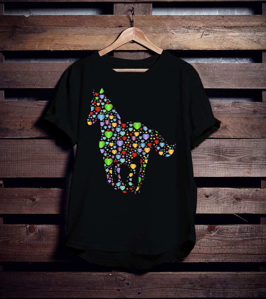 Horse Lover Equestrian Hearts Multicolored T-Shirt