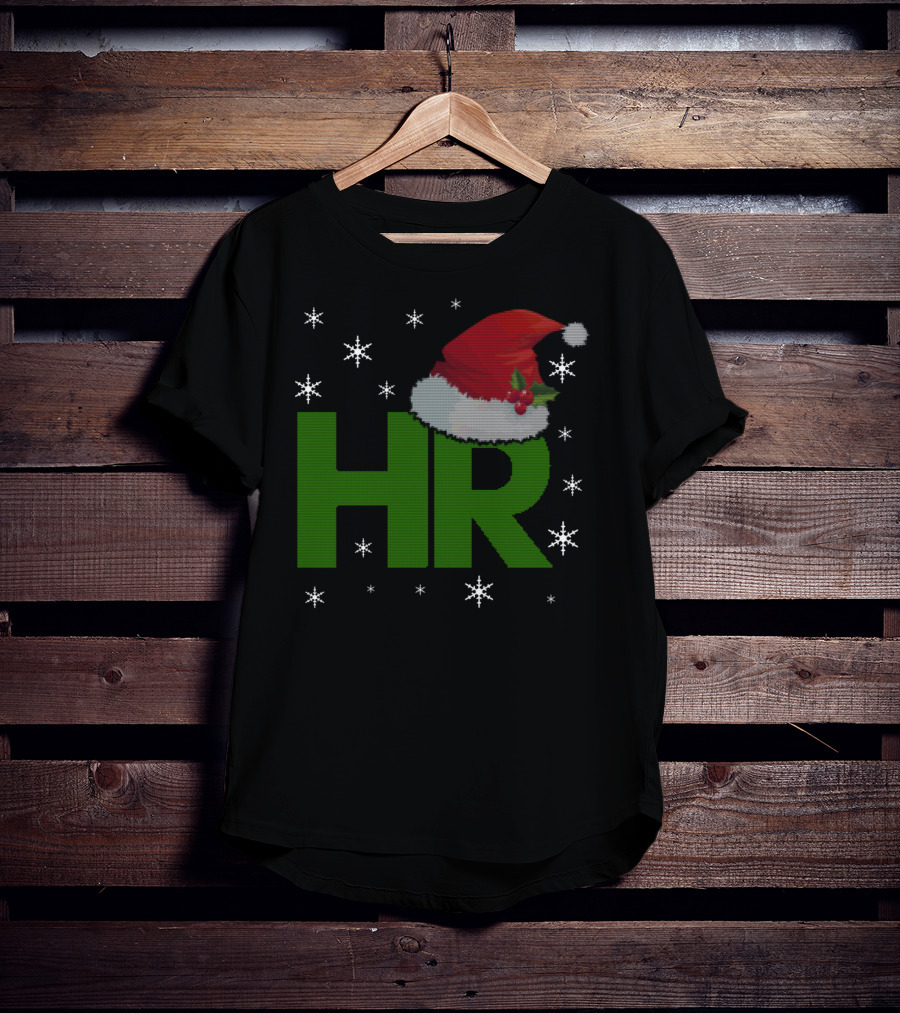 HR Santa Hat Human Resources Festive Christmas Snowflakes T-Shirt