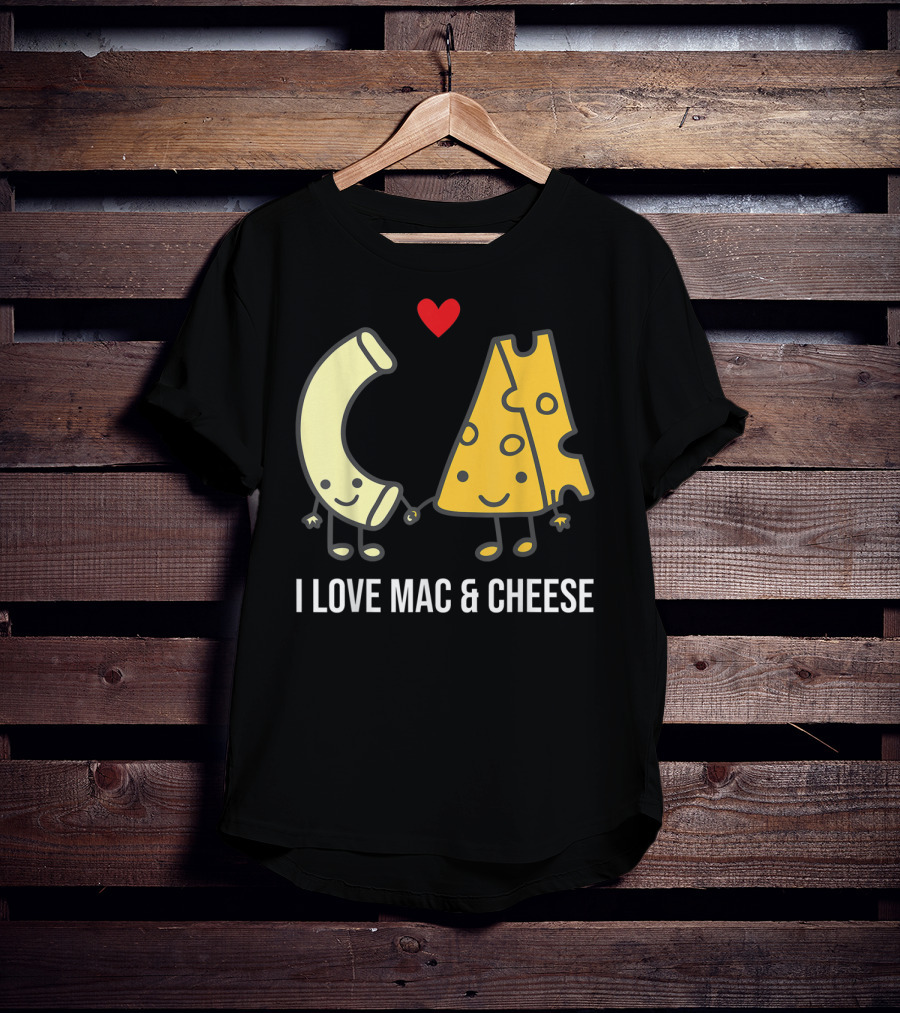 I Love Mac And Cheese Smiling Pasta And Cheese With Heart T-Shirt