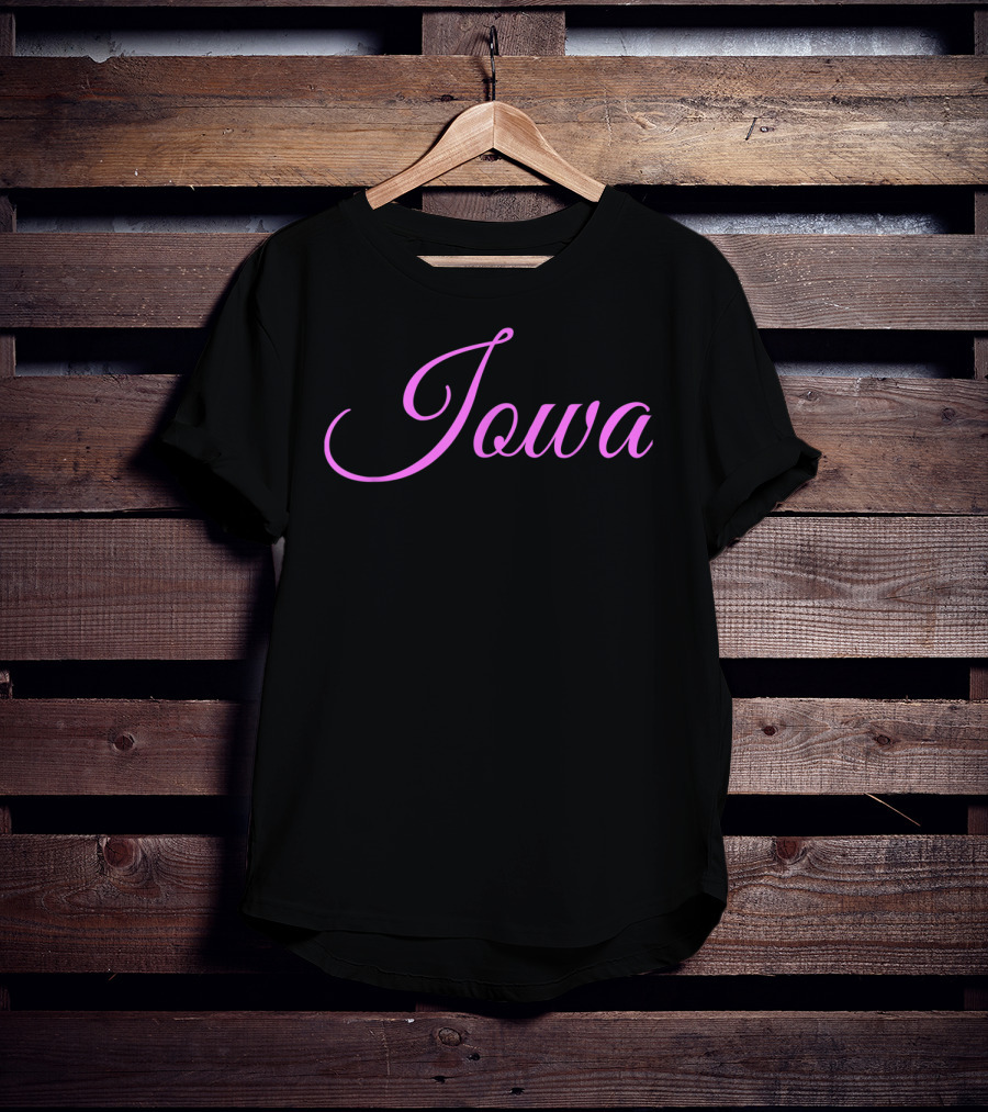 Iowa Pink Script Font T-Shirt