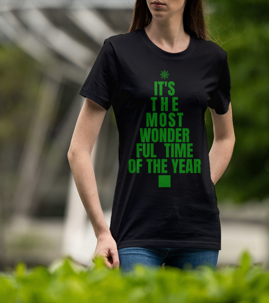 It's The Most Wonderful Time Of The Year Christmas Tree Design Green T-Shirt
