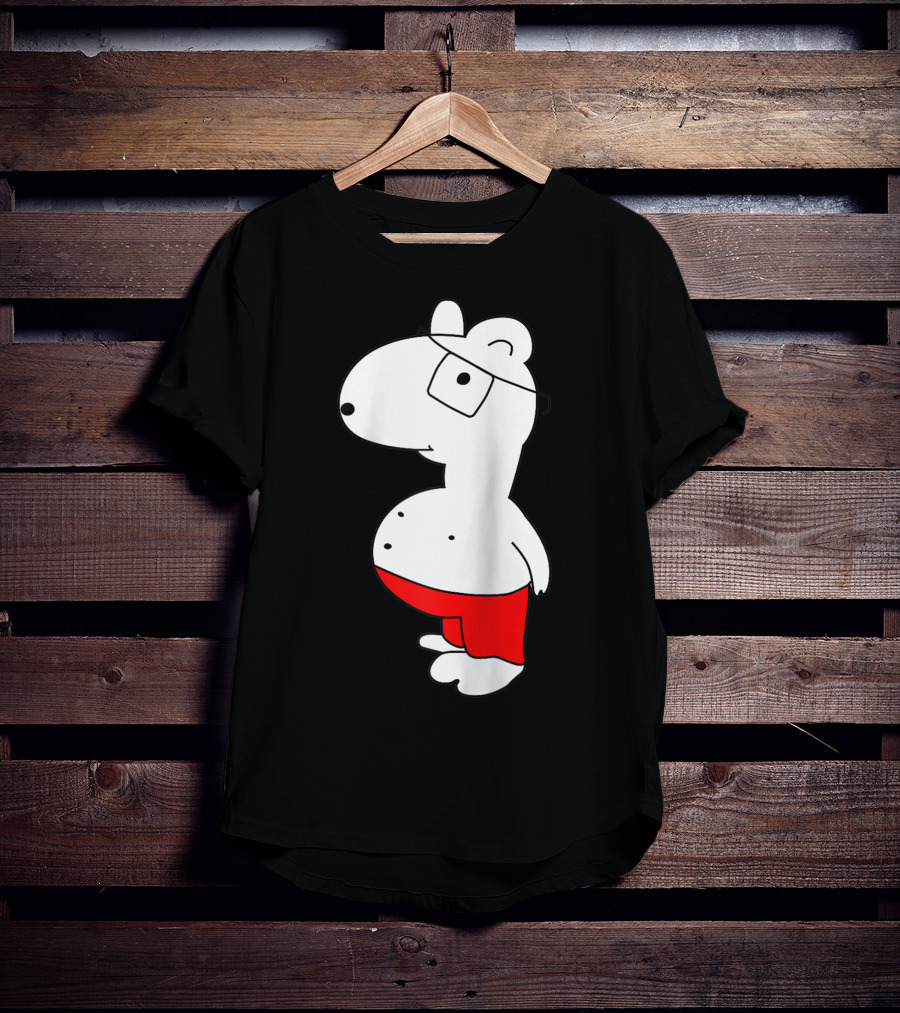 Marcuskun Bear Character With Glasses And Red Shorts T-Shirt
