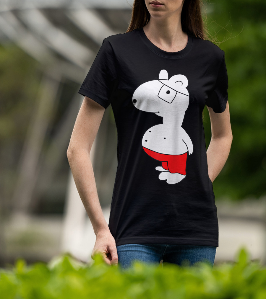 Marcuskun Bear Character With Glasses And Red Shorts T-Shirt