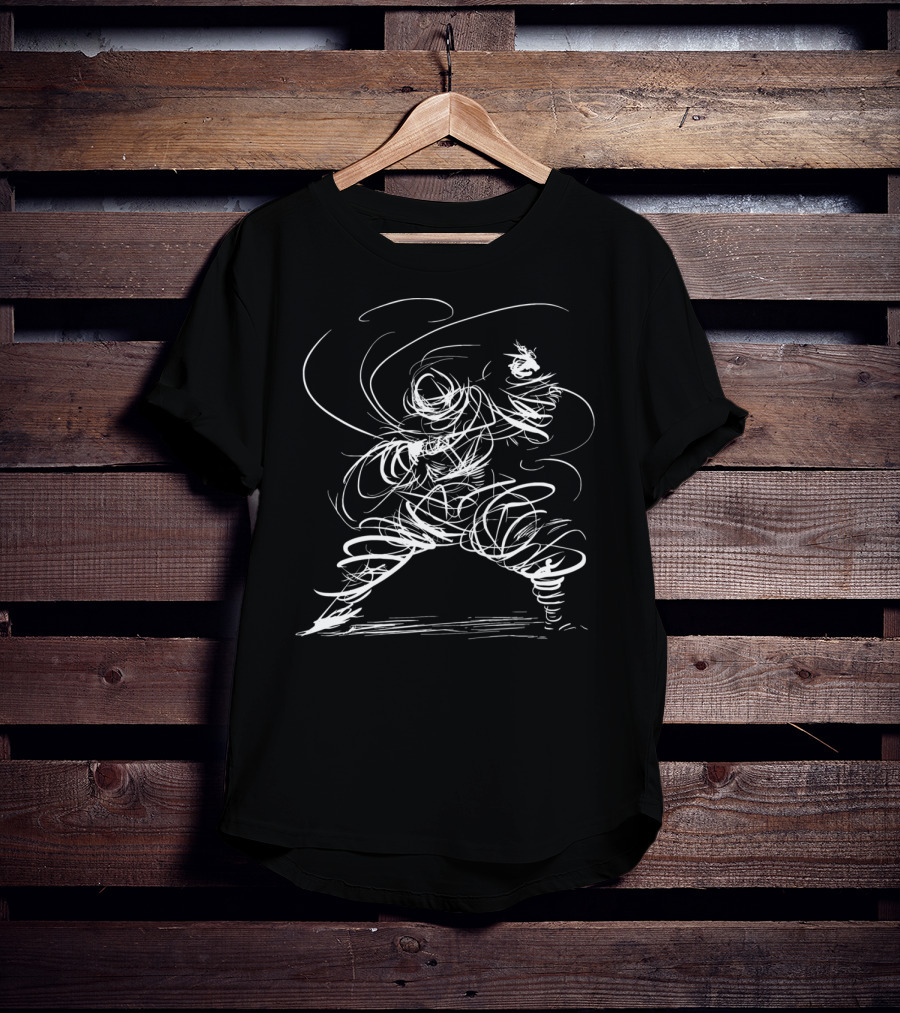 Martialarts Fighter Sorcerer Figure Line Drawing T-Shirt