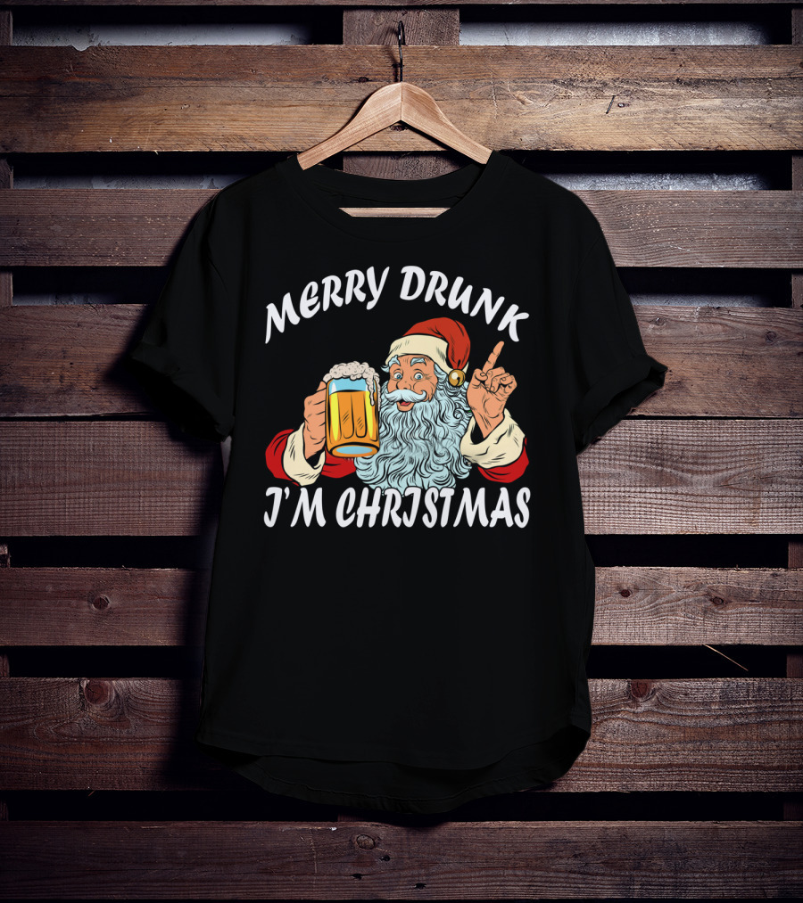 Merry Drunk Santa Claus Beer I'm Christmas T-Shirt