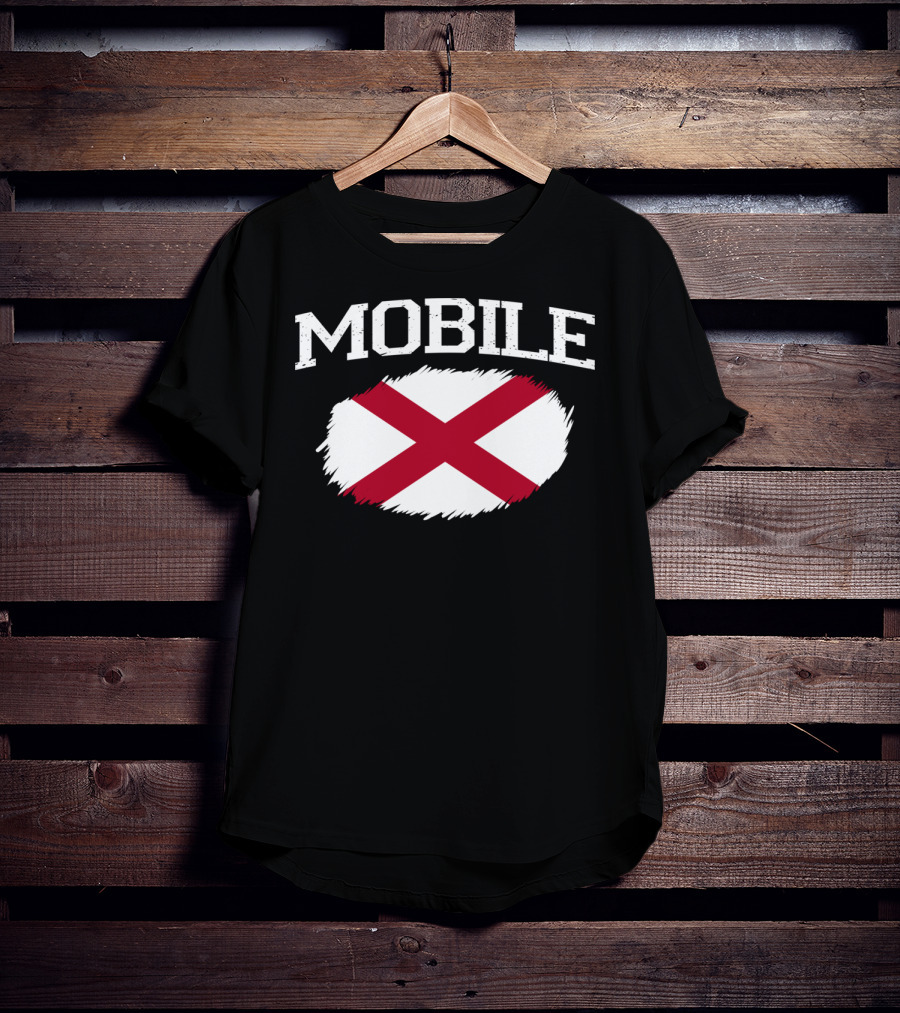 Mobile Alabama Flag Vintage USA Sports T-Shirt