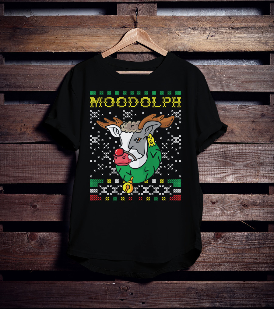 Moodolph Moo Cow Reindeer Christmas Holiday T-Shirt