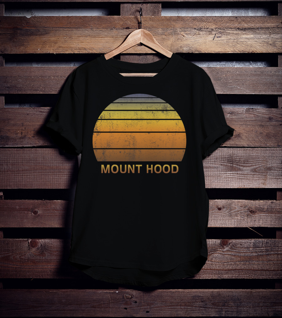 Mount Hood Oregon Vintage Sunset Stripes T-Shirt