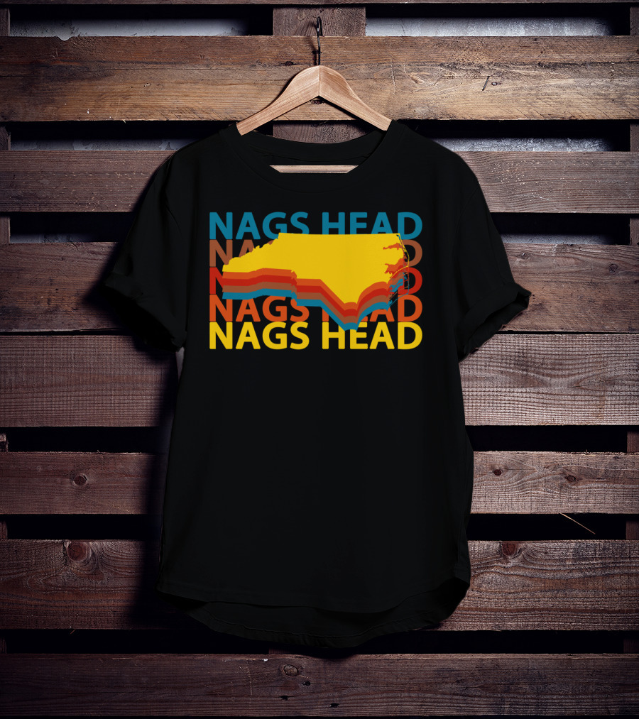 Nags Head North Carolina Outer Banks Vintage Layered Map T-Shirt