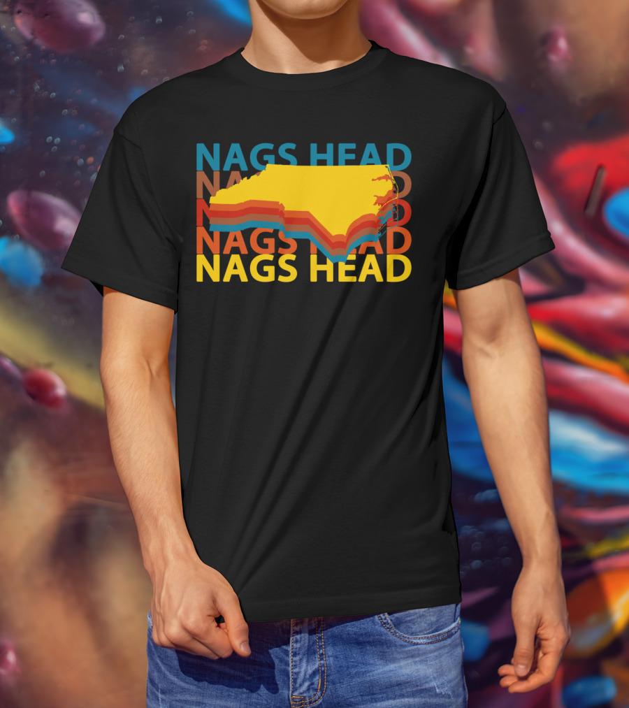 Nags Head North Carolina Outer Banks Vintage Layered Map T-Shirt