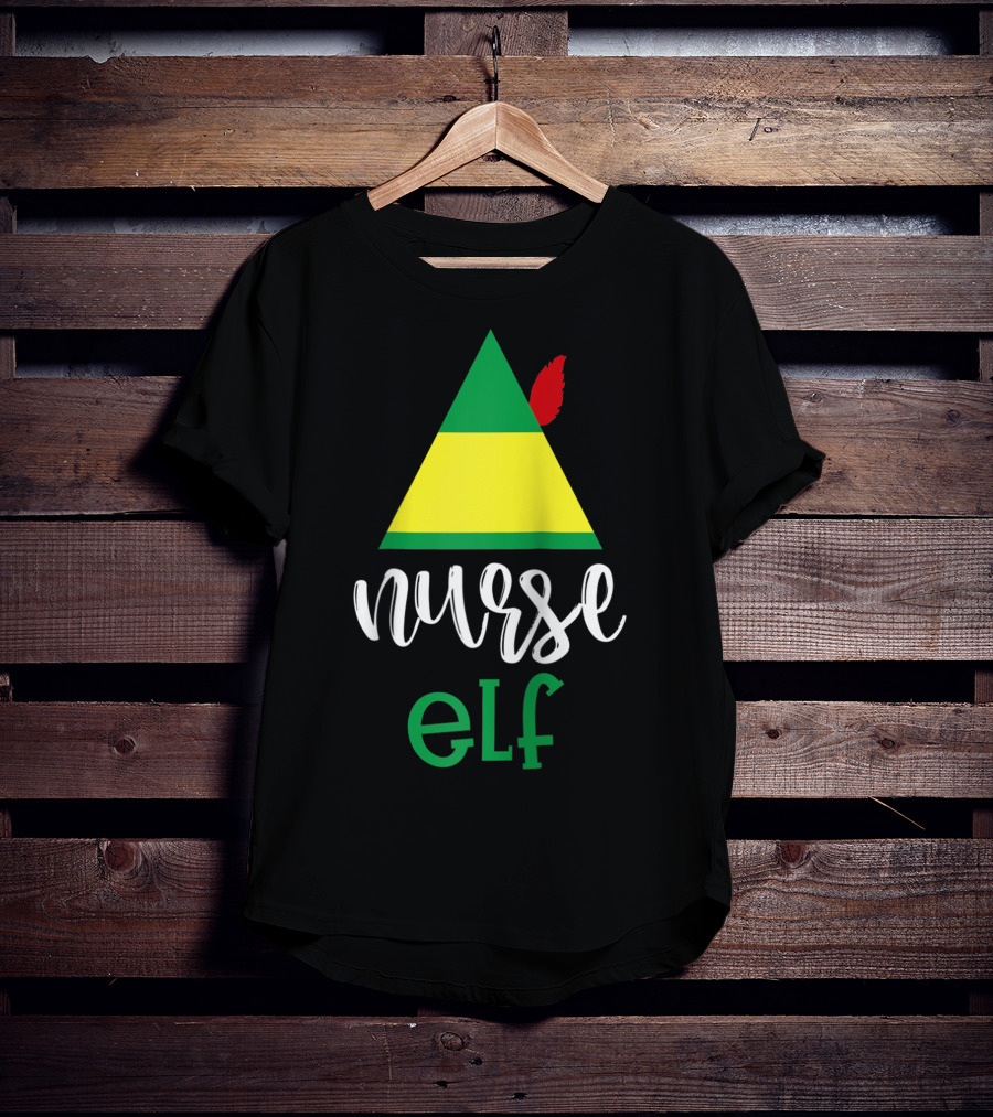 Nurse Elf Funny Christmas Medical Rn Lpn Holiday Humor T-Shirt