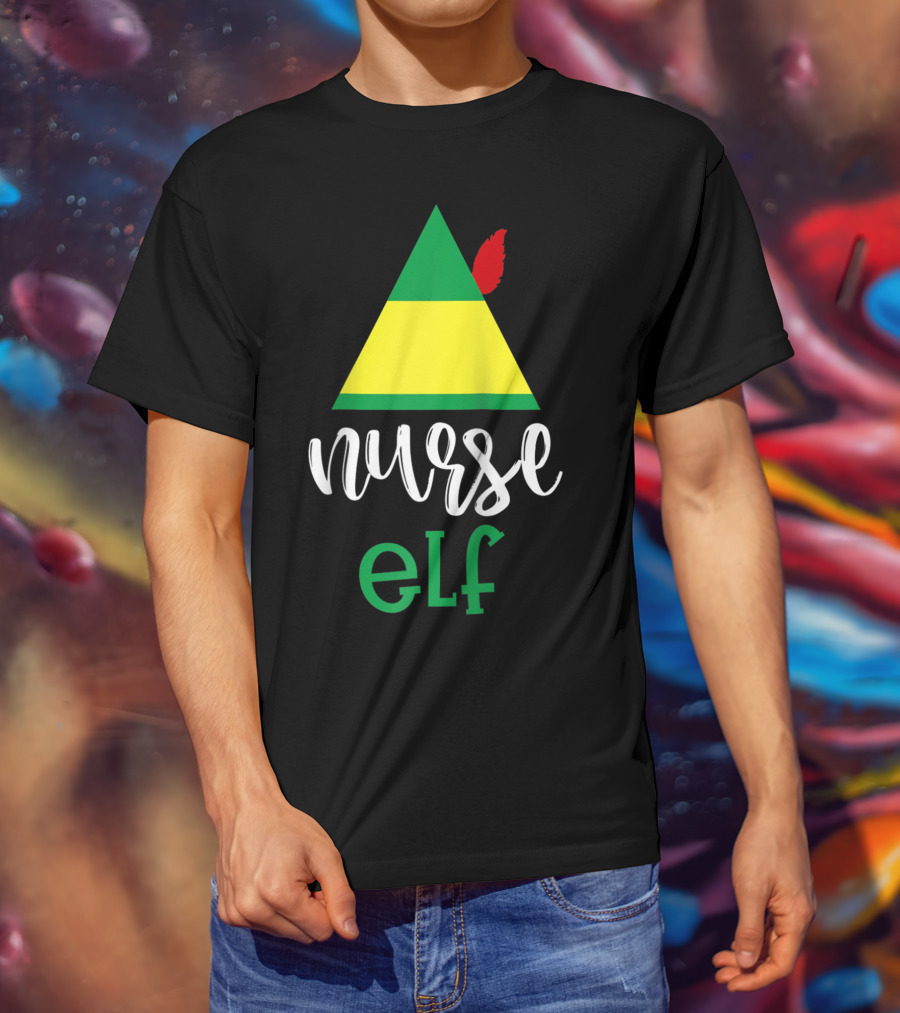 Nurse Elf Funny Christmas Medical Rn Lpn Holiday Humor T-Shirt