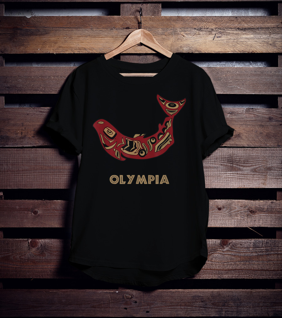 Olympia Native American Indian Style Salmon T-Shirt