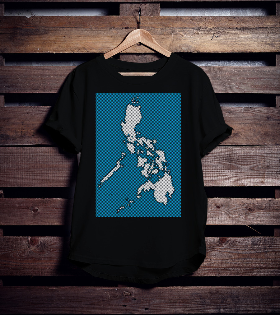 Philippines Map Halftone Blue Background T-Shirt
