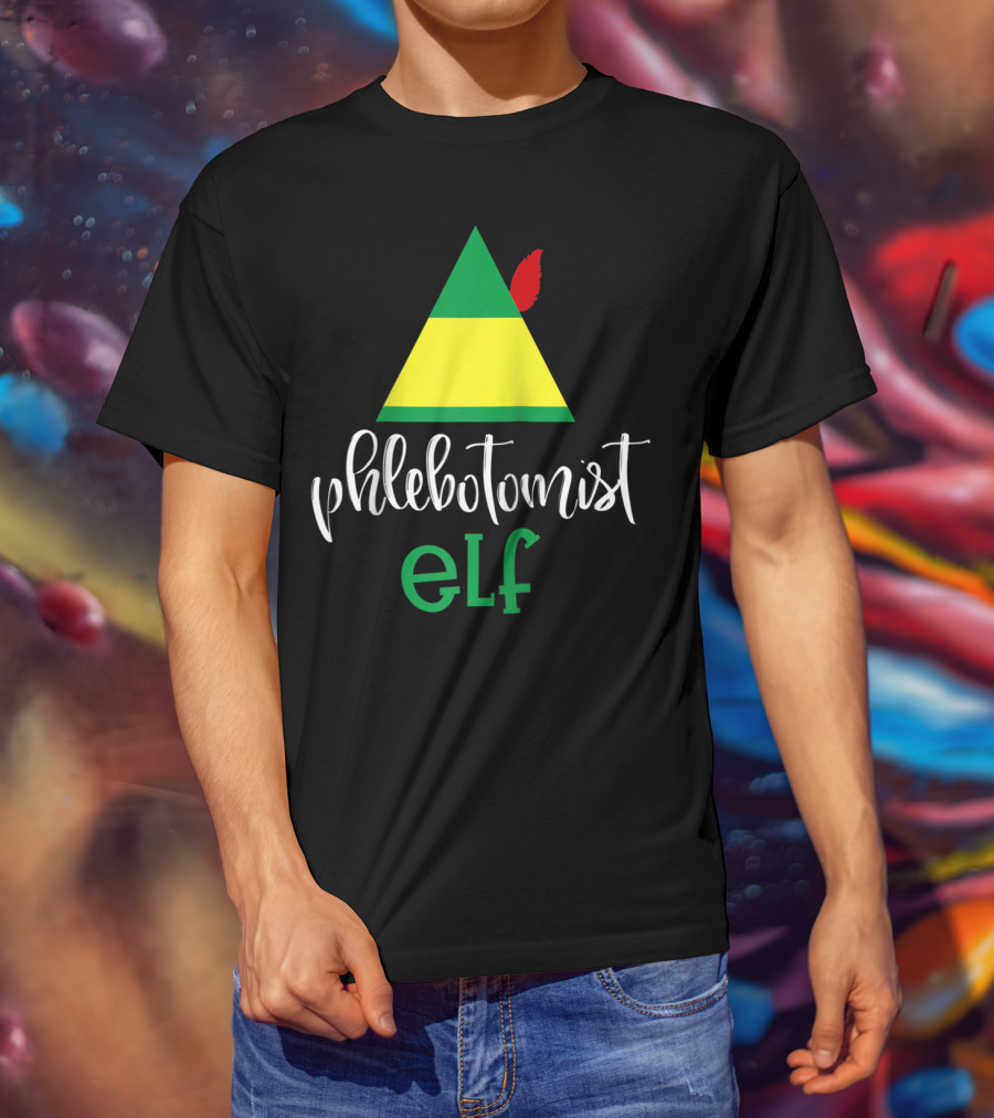 Phlebotomist Elf Christmas Hat Festive Humor T-Shirt