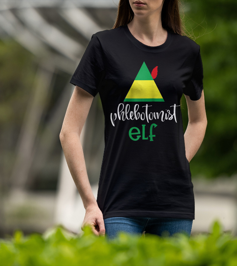 Phlebotomist Elf Christmas Hat Festive Humor T-Shirt