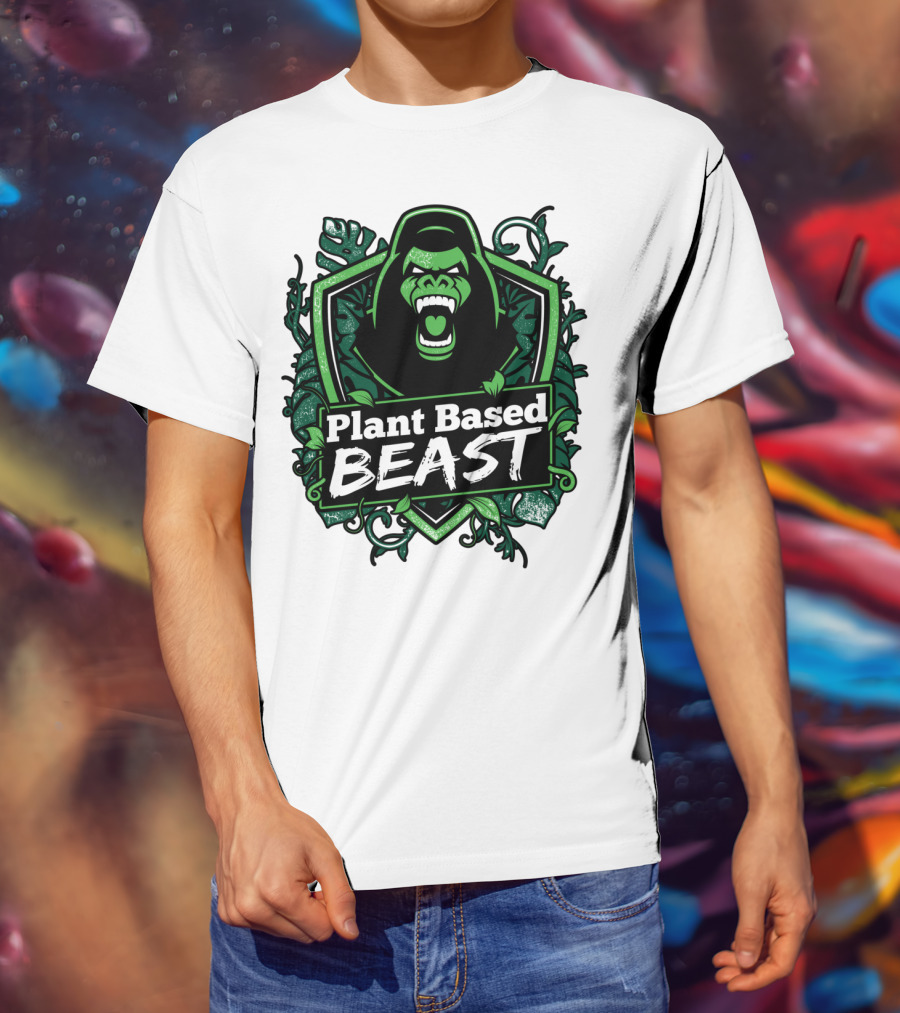 Plant Based Beast Fitness Gorilla Bodybuilding Jungle Strength T-Shirt
