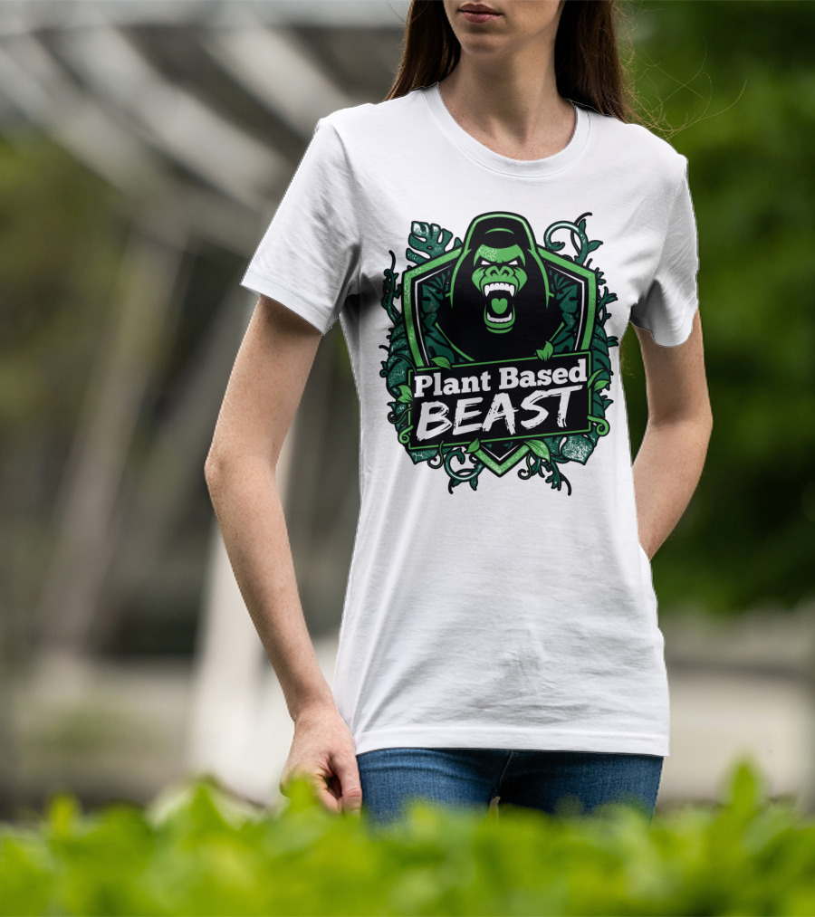 Plant Based Beast Fitness Gorilla Bodybuilding Jungle Strength T-Shirt