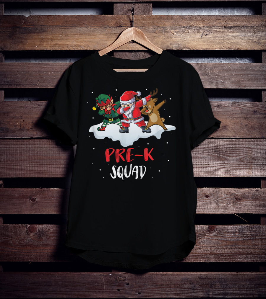 Pre K Squad Santa Elf Reindeer Dabbing T-Shirt