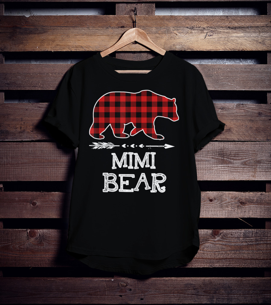 Red Plaid Bear Mimi Arrow T-Shirt