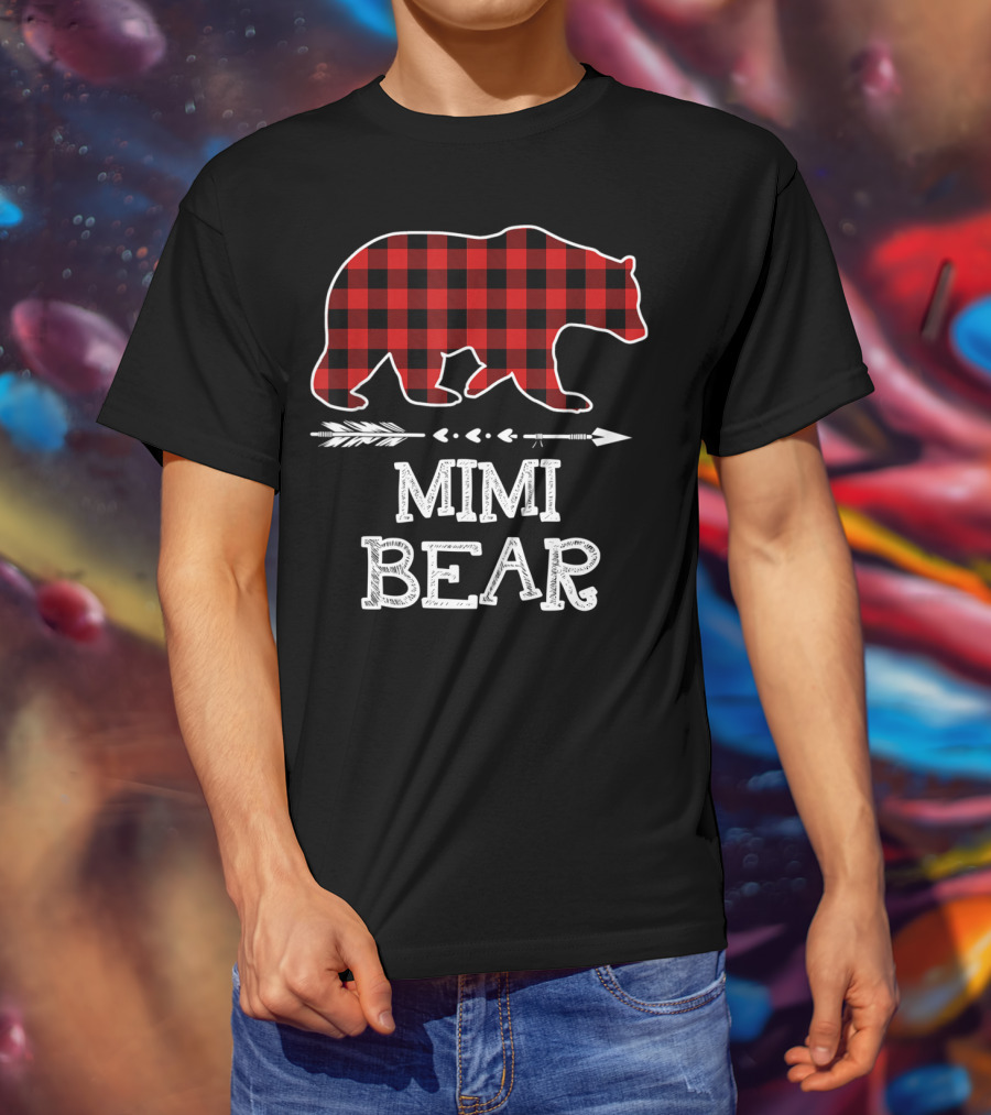 Red Plaid Bear Mimi Arrow T-Shirt