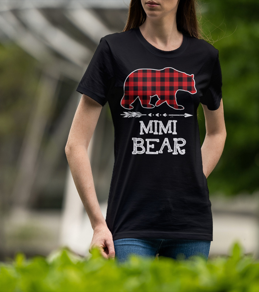 Red Plaid Bear Mimi Arrow T-Shirt
