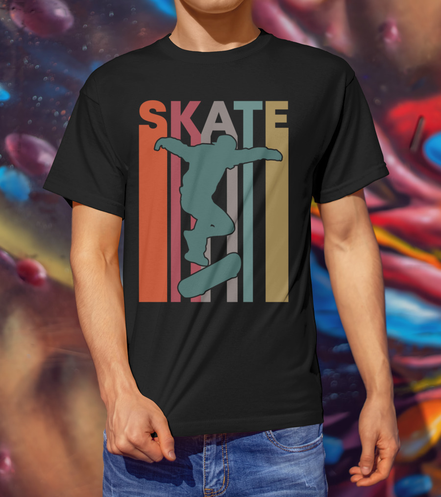 Retro Skate Skateboarder Vintage 70S 80S Skateboarding T-Shirt