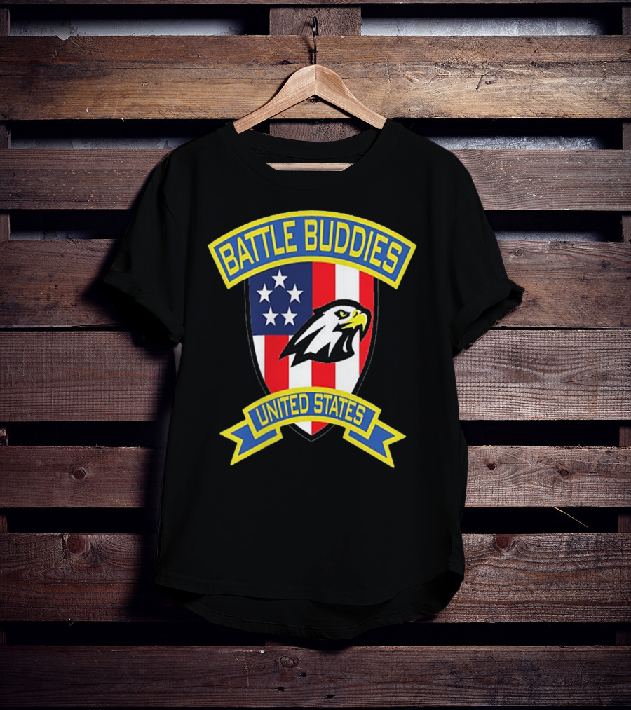 Battle Buddies United States Bald Eagle Stars Shield T-Shirt