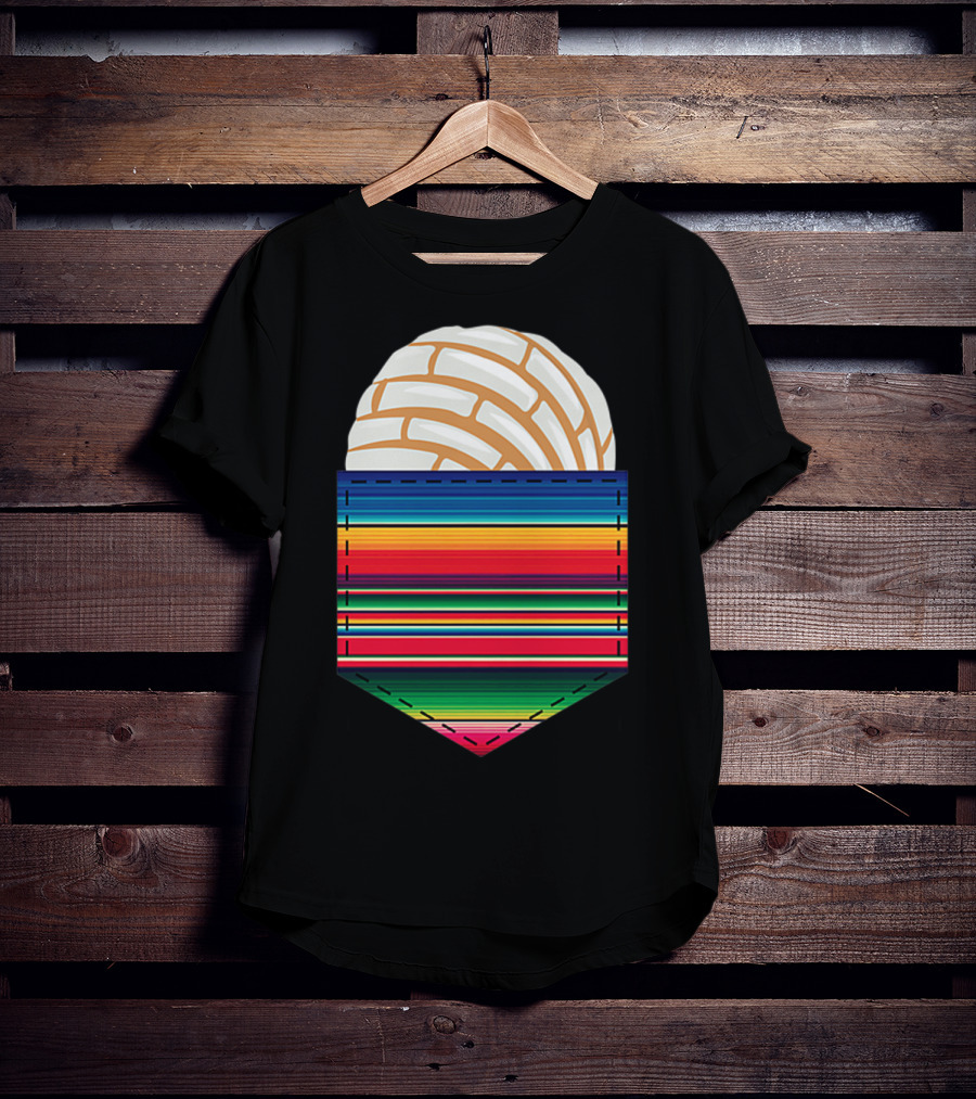 Colorful Serape Pocket White Concha T-Shirt
