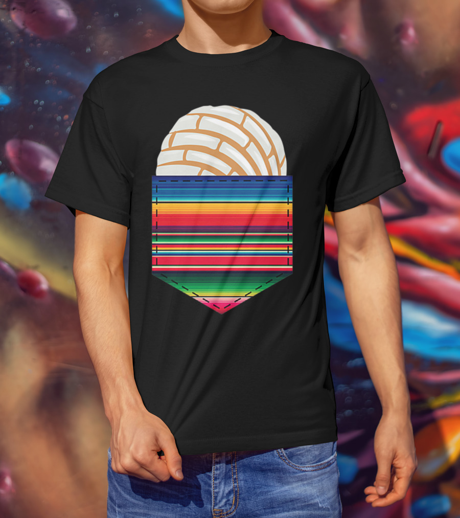 Colorful Serape Pocket White Concha T-Shirt