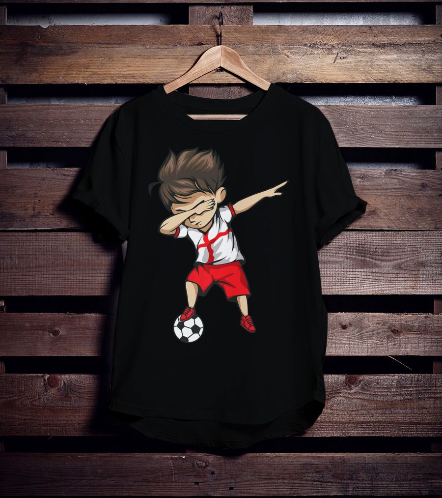 Dabbing Soccer Boy England Jersey English Football T-Shirt