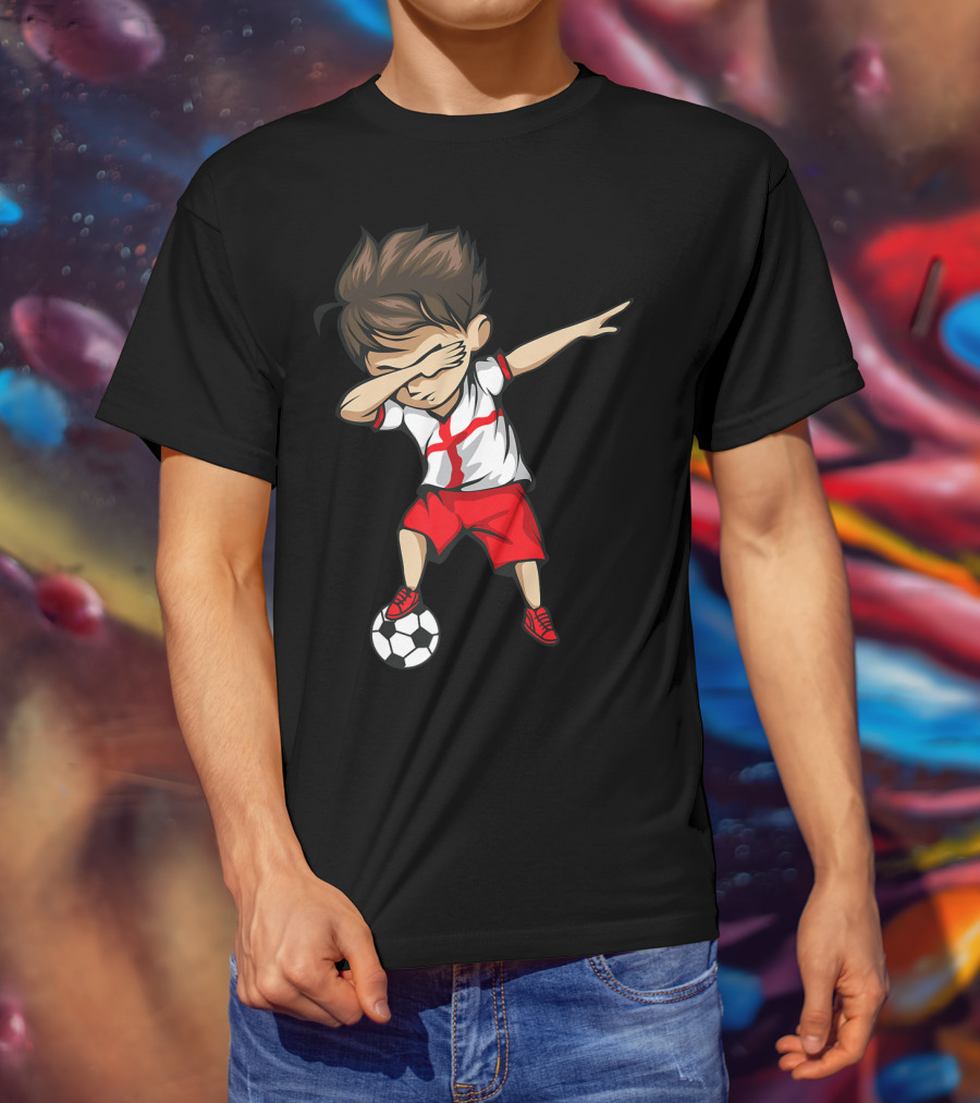 Dabbing Soccer Boy England Jersey English Football T-Shirt