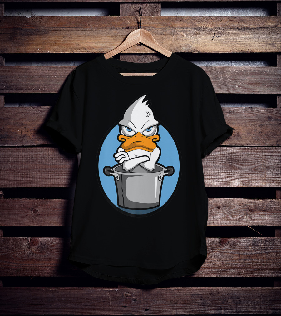Grumpy Duck In Cooking Pot Angry Expression T-Shirt