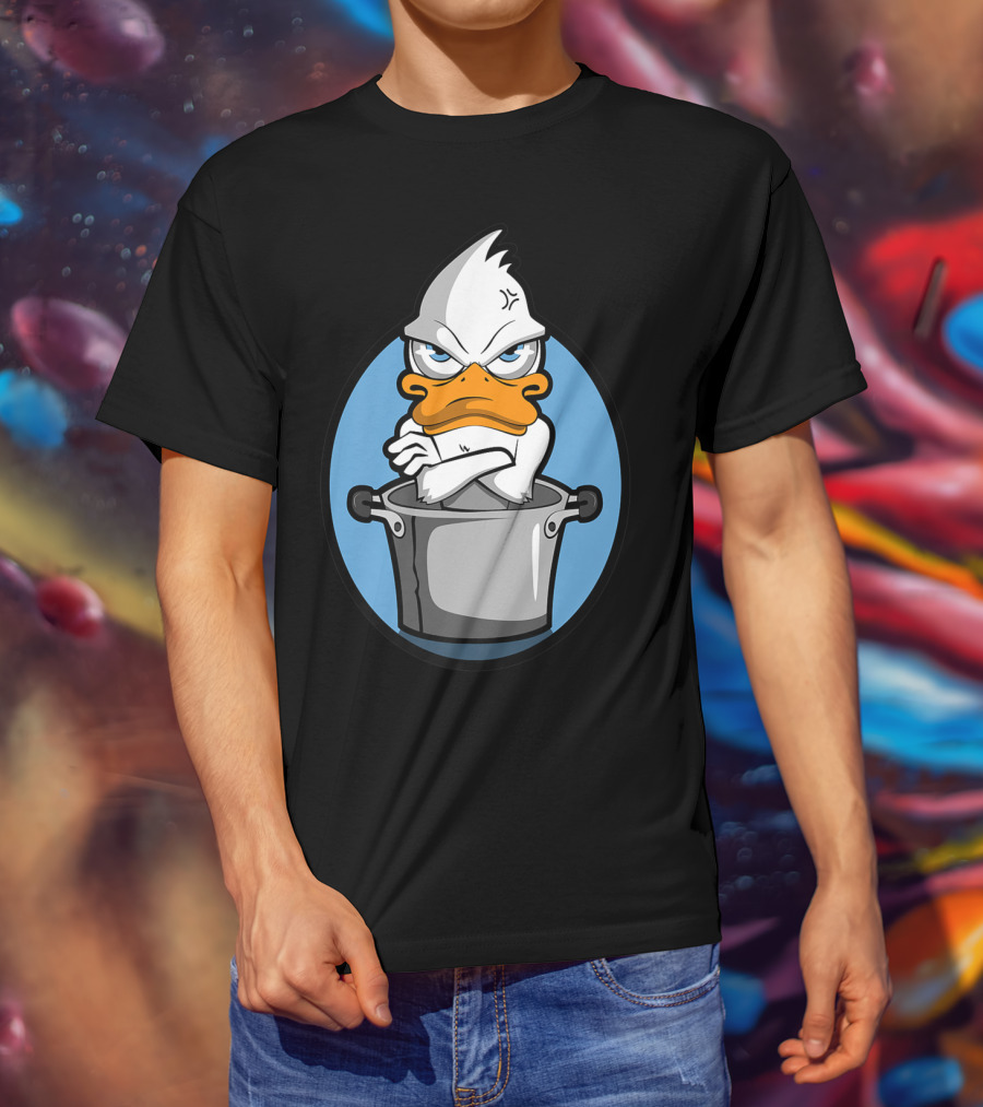 Grumpy Duck In Cooking Pot Angry Expression T-Shirt