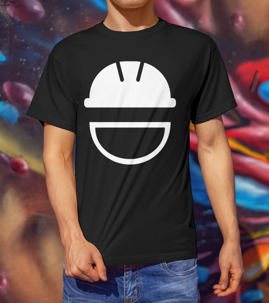 Engineering Hard Hat Smile Icon White Helmet T-Shirt