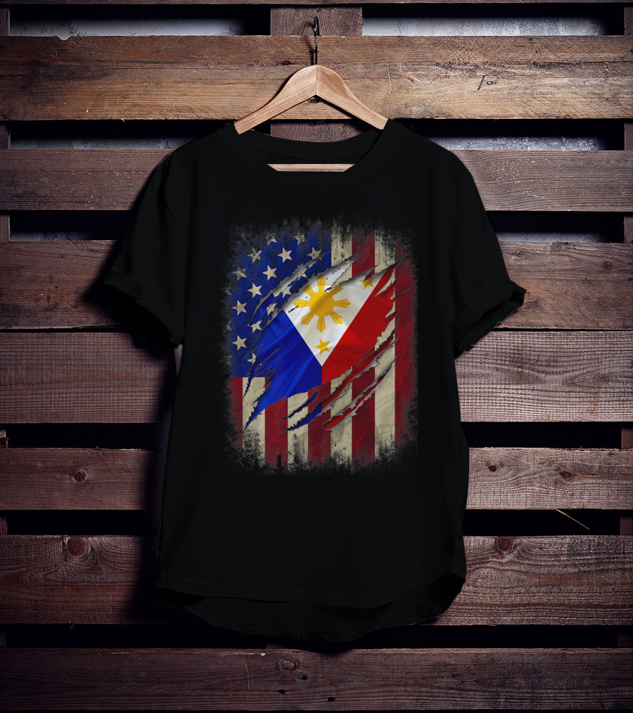 Filipino American Flag With Filipino Blood Inside T-Shirt