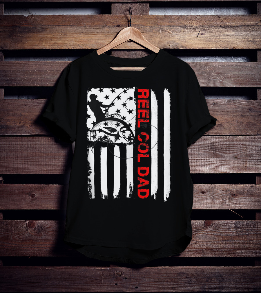 Fishing American Flag Reel Cool Dad T-Shirt