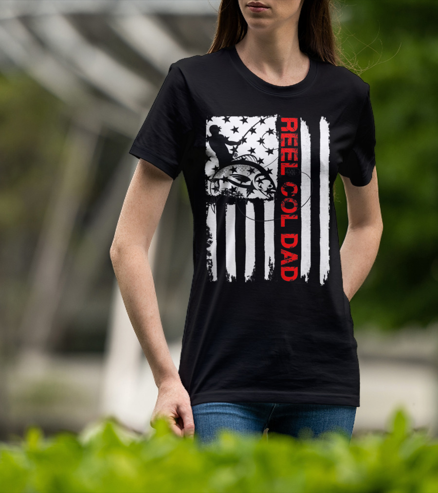 Fishing American Flag Reel Cool Dad T-Shirt