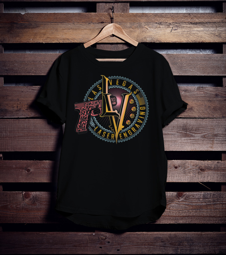 Las Vegas Laser Engraving LV Decorative Gun T-Shirt