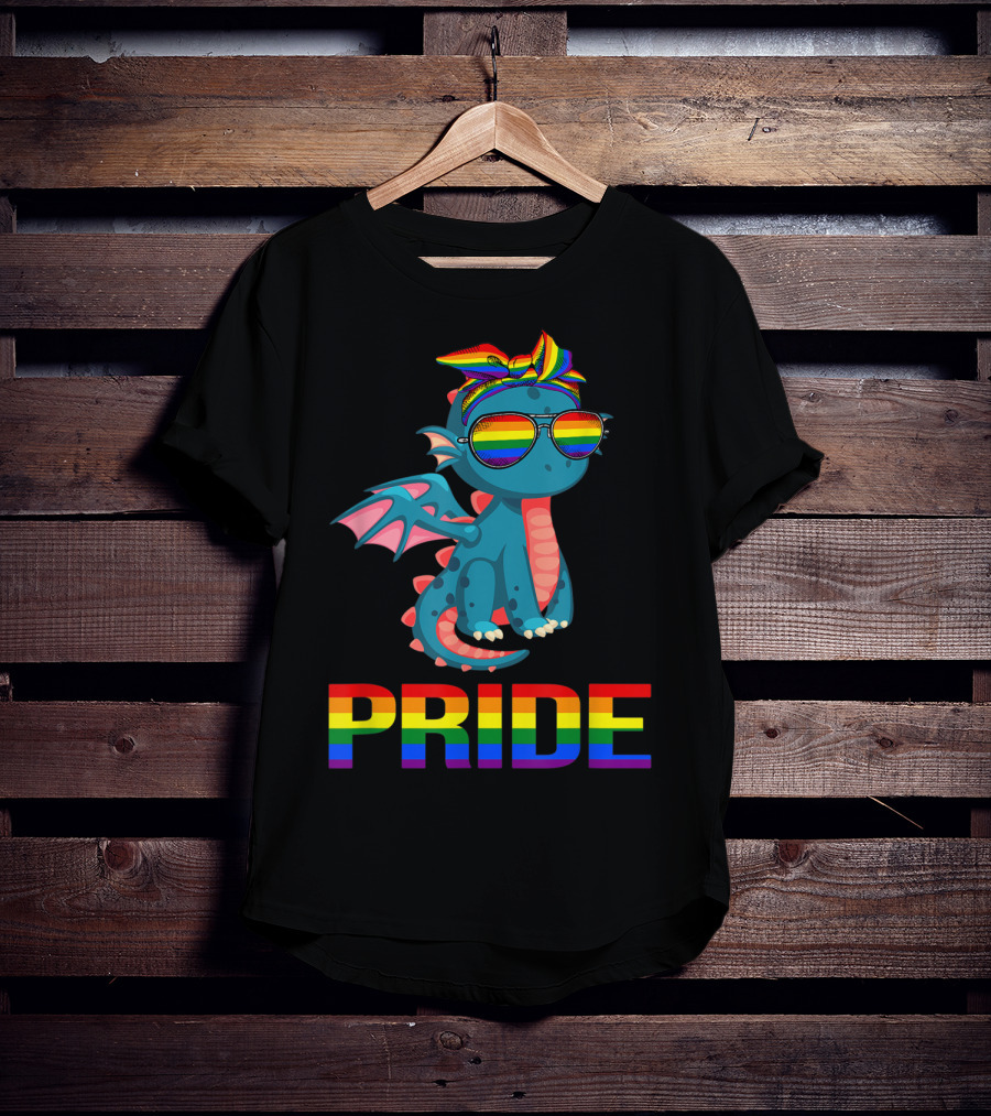 Pride Dragon With Rainbow Glasses And Bandana T-Shirt